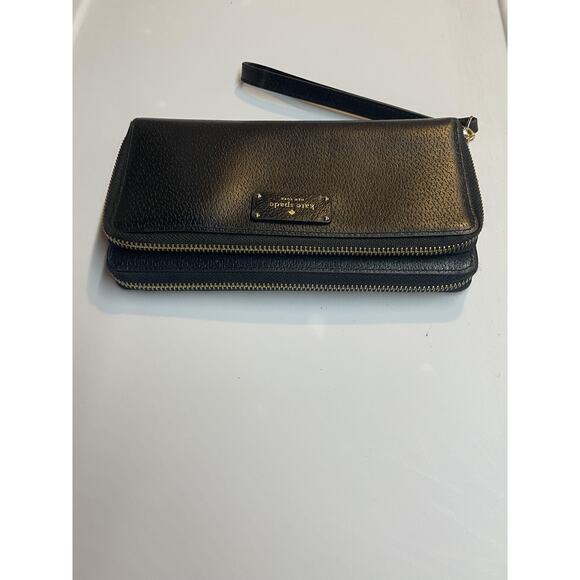 Kate Spade New York Wallet Womens One Size Black Double Zip Wristlet Leather - Picture 5 of 11